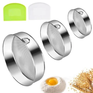 3PCS Flour Sifter,Flour Sieve Set Tamis Flour Sieve 60 Mesh Flour Sifter Round - Picture 1 of 9