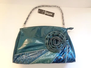New Galian Of New York Women's Teal With Silver Metal Zipper Motif Purse - Picture 1 of 9