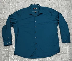 J. Ferrar Shirt Mens XXL Button Up Slim Fit Long Sleeve 100% Cotton Turquoise - Picture 1 of 4