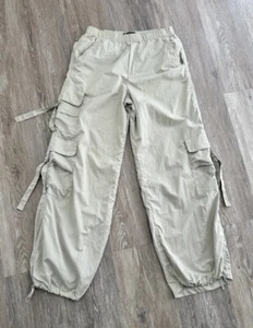 Zara Light Gray Cargo Parachute Pants Size XS Utility - Picture 1 of 8