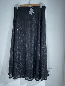 Vine Apparel Skirt Womens 6 Black Maxi sequins Elastic Wast Size 10 - Picture 1 of 9