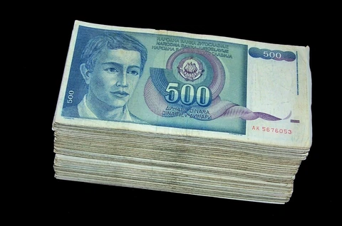 300 Pcs x Yugoslavia 500 Dinara Banknotes, 1990 P-106  - Circulated Cover