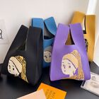 Reusable Women Girls Shoulder Bag Knit Handbag Knot Wrist Bag Handmade Tote Bag