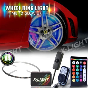 4x 17" Million Color SMD LED Wheel Ring Light Kit for 16-1/2" Rotors Dual Remote - Picture 1 of 8
