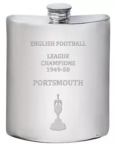 1st Division Football Champion Portsmouth 1949 1950 6oz Pewter Hip Flask - Picture 1 of 5