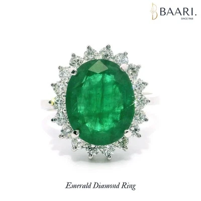 Anillo Esmeralda Certificado AGL de 4 quilates Diamante F VVS2 Oro Blanco... - Imagen 1 de 4