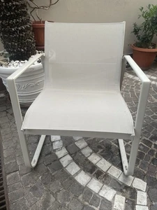 Sedia da esterno o da giardino in acciaio e textilene - beige - seduta comoda - Imagen 1 de 5