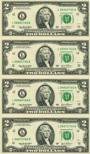 2003-A World Reserve Monetary Exchange $2 Jefferson Uncut Sheet w Folio JB748 - Picture 1 of 4