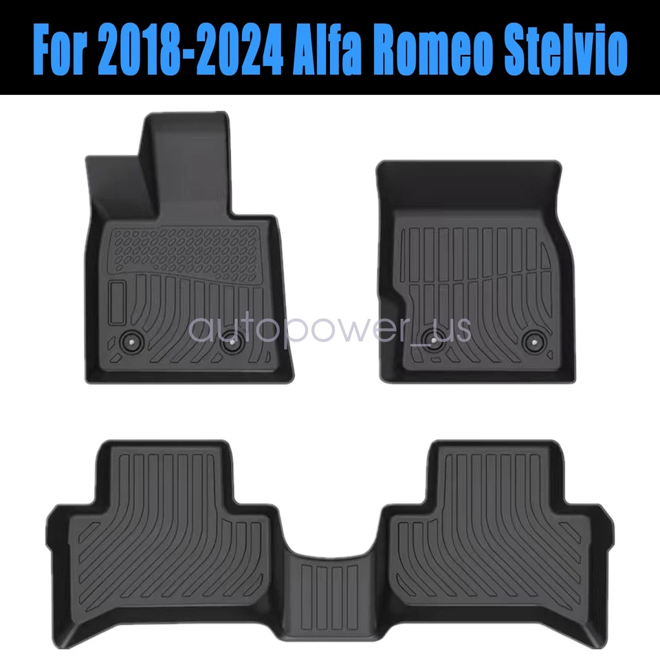 For 2018-2024 Alfa Romeo Stelvio TPE All-Weather Front & Rear Floor Mats Liners - Image 1 of 4