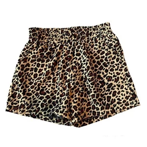 Girls Small 6-6X Faded Glory Brown & Black Leopard Print Stretch Pocket Shorts - Picture 1 of 2