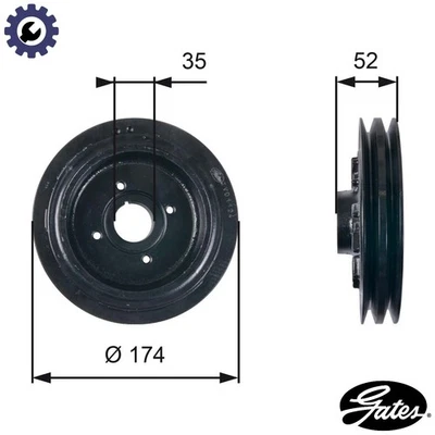 BELT PULLEY CRANKSHAFT TVD1124 FOR MITSUBISHI BIG/MINI/II/Platform/Chassis 2.5L - Image 1 of 4