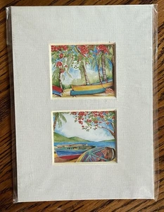 Pat Flavelle Miniature Print Caribbean Collection Beach Scene Island Life Boat - Picture 1 of 6