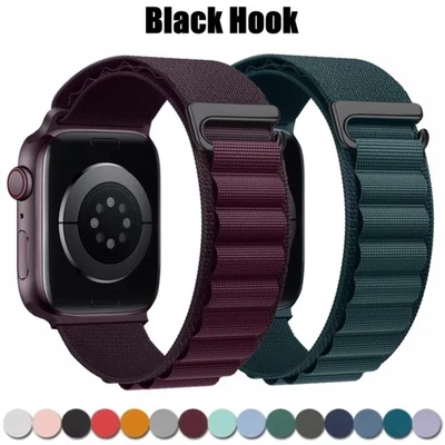 Black Hook Alpine Loop Watch Band for Apple Watch 11 - 1 Ultra 2 3 49mm - 38mm