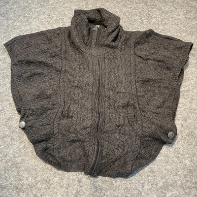 Poncho Capa Aran Crafts para Mujer S/M Lana Merino Gris Hecho en Irlanda Tejido por Cable Foto 1 de 4