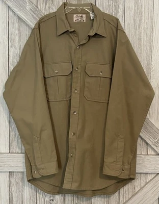 Camisa de Colección Usada Cabela’s XL Caqui Manga Larga Con Botones Años 80 EE. UU. Foto 1 de 4