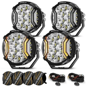 4x AUXBEAM 5" 344W 40800LM LED Pods Pod Lights Amber DRL for Can Am Maverick X3 - Picture 1 of 12