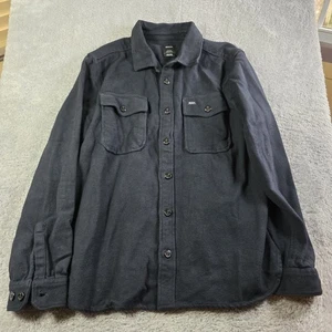 RVCA Men’s Heavy Flannel Shirt Jacket Shacket Size L Black Gray - Picture 1 of 6