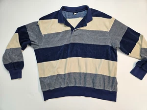 Polo Vintage Par Cuatro Azul Rayas Manga Larga Talla XL Hecho en EE. UU. - Imagen 1 de 11