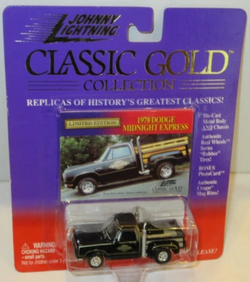 JOHNNY LIGHTNING CLASSIC GOLD 1978 DODGE MIDNIGHT EXPRESS PICKUP w/ RUBBER TIRES - Image 1 of 4