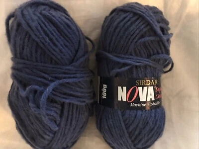 Lote De Dos Madejas 100g Sirdar Nova Súper Gruesas Lavables Lana Hilo Acrílico - Azul Foto 1 de 2