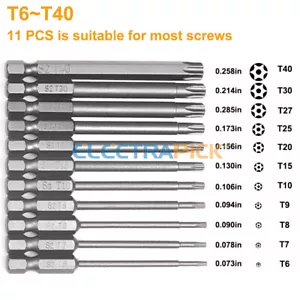 11PC Torx Bit Set Quick Change Connect Impact Driver Drill Security Tamper Proof - Picture 1 of 11