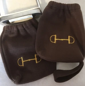 Inglés, Fundas de Hierro, Protectores de Estribo, Bolsas, Marrón Bordado - Imagen 1 de 1