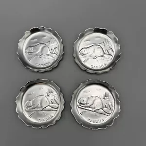 Juego De 4 Posavasos De Aluminio Millbrook De Colección Canadá Bebidas Castor Vajilla De Bar 3" - Imagen 1 de 6