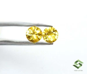 5 mm Certified Natural Yellow Sapphire Round Cut Pair 1.12 CTS Loose Gemstones - Picture 1 of 8