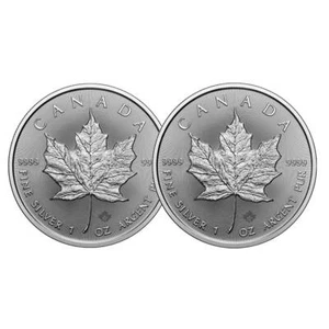 Lot of 2 - 2024 $5 Silver Canadian Maple Leaf 1 oz BU - Picture 1 of 3