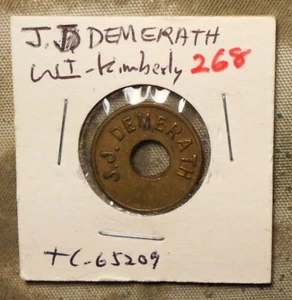 (Kimberly, WI), J.J. Demerath Bueno para 5c en comercio. Latón, agujero central, 21 mm - Imagen 1 de 2