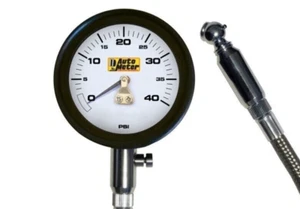 AutoMeter 2162 Analog Tire Pressure Gauge w/ Peak & Hold (Bleed Valve) 0-40 Psi - Picture 1 of 3