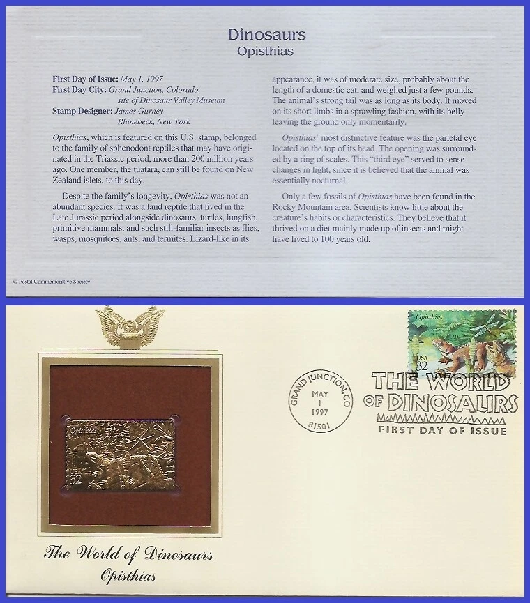 USA1 #3136h U/A GOLDEN REPLICA FDC   Dinosaurs Opisthias - Image 1 of 1