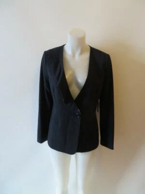 CHAQUETA MUJER NUEVA CON ETIQUETAS CRUDO AZUL MARINO A RAYAS CON VOLANTES TALLA 6 * Foto 1 de 4