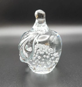 Vintage Glas Bullicante Blasen klar Apfel mit Blatt und Stiel - Bild 1 von 12