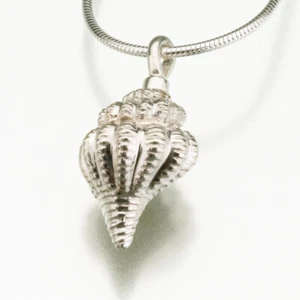 Sterling Silver Conch Shell Memorial Jewelry Pendant Funeral Cremation Urn - Picture 1 of 6