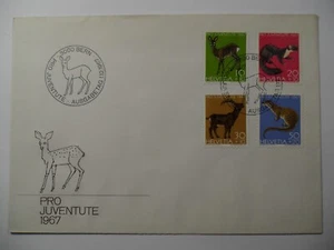 STAMPMART : SWITZERLAND HELVETIA 1974 PRO JUVENTUTE WILD ANIMALS DEER FDC - Picture 1 of 3