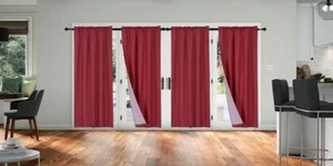 Versatile 4pc panels window curtain 100% privacy 65% blackout lined drapery R64 - Picture 1 of 32