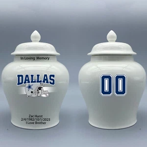 Mittelgroße Keramikurne für Dallas Cowboys Football Motiv, Wunschtext & Nummer - Bild 1 von 5
