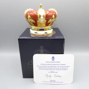 Crown Derby Paperweight Queens Golden Jubilee Heraldic Crown MIB + COA LTD ED - Imagen 1 de 11