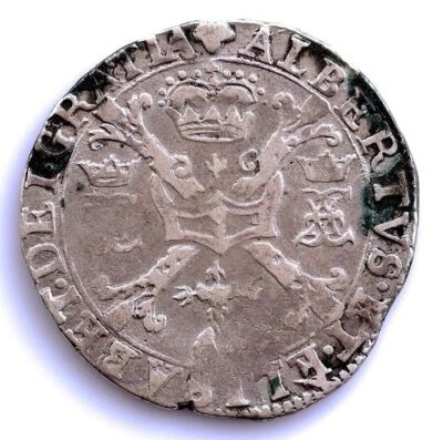 Impero spagnolo-Alberto ed Elisabetta. 1/2 Patagon 1637. Bruxelles. Argento... - Immagine 1 di 2