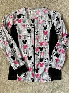 Y2K Mickey Mouse Medical Dental Hospital Scrub Zip Lab Coat Jacket XS - Picture 1 of 2