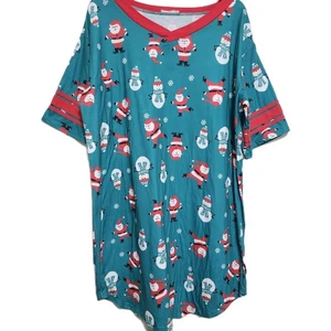 Ekouaer Para Mujer XL Verde Navidad Vestido Camisa de Noche Papá Noel Muñeco de Nieve Copo de Nieve  - Imagen 1 de 7