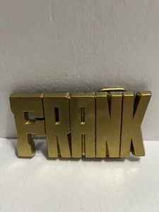 - Vintage 80er Jahre messingfarbene Gürtelschnalle Frank Name - Bild 1 von 4