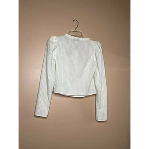 TOPSHOP Top Satinado Pradera Corto Volantes Marfil Talla 6 Puff Manga Larga - Imagen 1 de 11