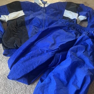 M VTG 90s MacGregor Jogging Tracksuit Windbreaker Set Blue Black Block Zip Lined - Picture 1 of 7