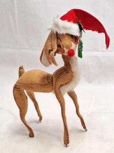 Vintage 9 Zoll große Annalee Mobilitee Puppe Rudolf Rentier Meredith NH USA 1970er - Bild 1 von 10