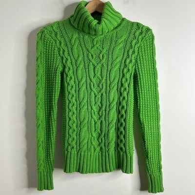 Suéter Pescador Lauren Ralph Lauren Mujer Tejido con Cable Cuello Alto Verde Talla XS Foto 1 de 4