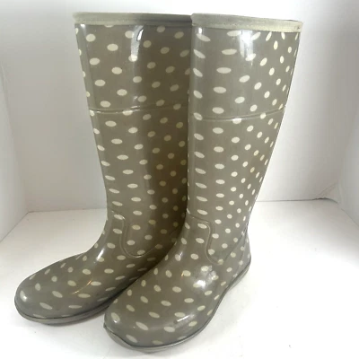 Botas de lluvia Itasca para mujer altas grises a lunares talla 8 Foto 1 de 4