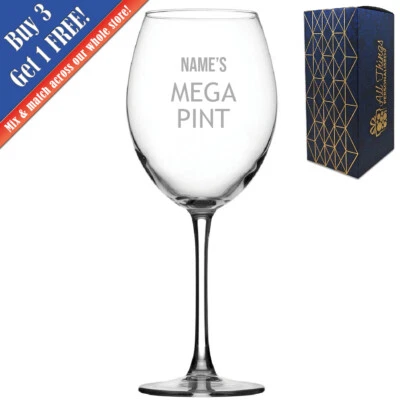 CNC GROUP Personalised Engraved Mega Pint Wine Glass, Novelty Gift Modern Design