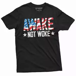 T-shirt uomo Awake not Woke regalo di compleanno grafica maglietta - Foto 1 di 8
